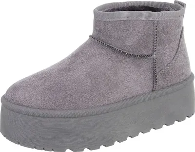 Produktbild von Ital-Design Damen Stiefeletten Plateaustiefeletten Warm gefüttert Wildlederoptik Snowboots 87124661 Grau Gr.  41