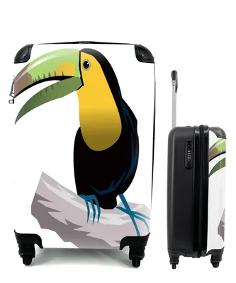 Produktbild von MuchoWow® Koffer Handgepäck Trolley Rollkoffer Kleine Reisekoffer mit 4 Rollen - Eine Illustration eines Tukans - Cabin Size < 55x40x23 cm & 55x40x20 cm - Fotokoffer - Kabinenkoffer - Boardgepäck - Reise-Box - Reisekoffer - Reisegepäck - Koffer mit Bild - Trolley für Kinder