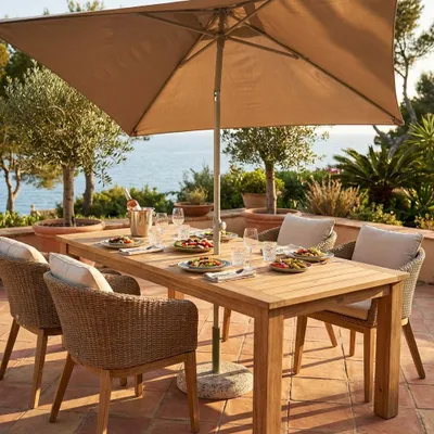 Immagine prodotto di Milani Home - ombrellone da giardino 2 x 3 m palo centrale in alluminio, telo in poliestere tortora, per terrazzo, bar e ristorante