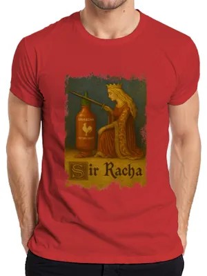 Obrázek produktu pro Sir Racha Sriracha Knight Knighthood Queen Medieval Chilli Pánské tričko, červená, M