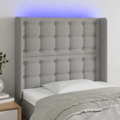 Produktbild von vidaXL LED Kopfteil Hellgrau 103x16x118/128 cm Stoff - LED Kopfteil - LED Kopfteile - Kopfteil - Bett-Kopfteil