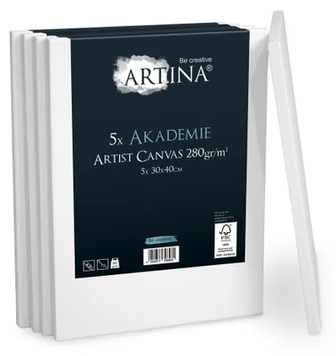 Produktbild von Artina Keilrahmen Leinwand Akademie, 30x40cm, 5er Set