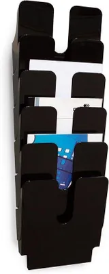 Produktbild von Famanu Folderhalter mit Wandbefestigung - 6 Fächer - Schwarz - A4 Format