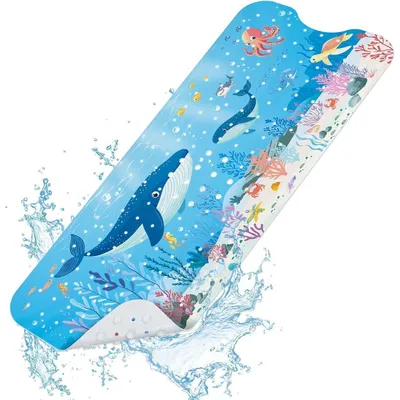 Obrázek produktu pro Protiskuzová podložka do vany pro děti, motiv velryba, rozměry 100 x 40 cm. Protiskuzová podložka pro kojence, odolná proti plísním, bez BPA