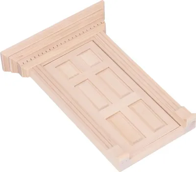 Produktbild von 1:12 Puppenhaus Miniatur-Türverkleidung aus Holz, 6 Gitterrahmen, unbemalte Möbel, Puppenhaus-Zubehör