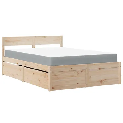 Zdjęcie produktu dla Łóżko Z Szufladami I Materacem, 120X190 Cm, Lite Drewno Sosnowe Lumarko!
