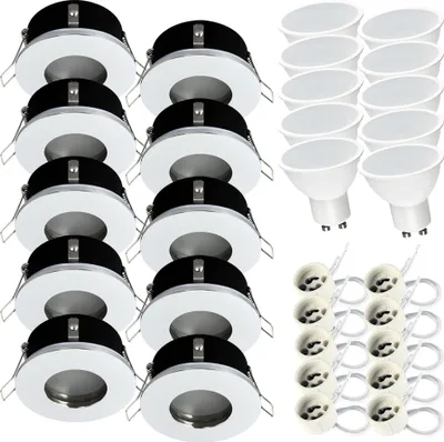 Obrázok produktu pre 10x zapustené bodové svietidlo SET LED 230V IP44 RIK.5 chróm GU10 7W neutrálna biela