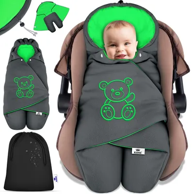Produktbild von KIDIZ® Baby Einschlagdecke Babyschale Winter Herbst Babydecke mit Kapuze & Tasche Universal Fußsack kompatibel mit Maxi-Cosi, Römer, Buggy, Kinderwagen & Autositz isolierend gegen Wind, Nässe & Kälte
