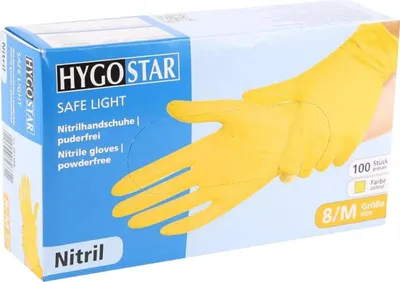 Obrázek produktu pro Hygostar "Safe Light" nitrilové rukavice žluté | 100 kusů : M Velikost: M