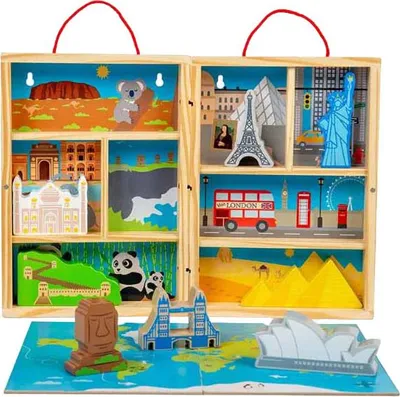 Immagine prodotto di Set di giochi da viaggio in legno Bigjigs, 10dlg.