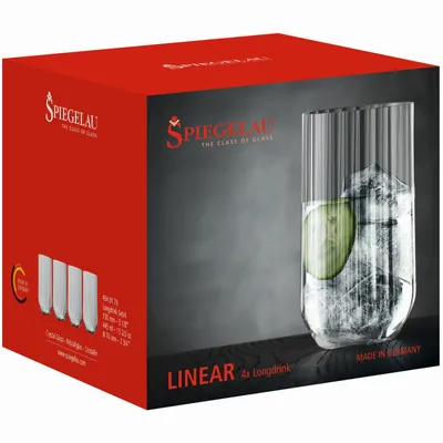 Produktbild von Spiegelau Linear Longdrink, 4er Set, Longdrinkglas, Trinkglas, Glas, 445 ml, 4940179