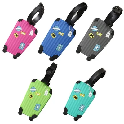 Immagine prodotto di 5 etichette per bagagli in silicone, colorate, per identificare il bagaglio, impermeabili, accessori da viaggio