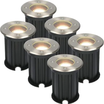 Image de HOFTRONIC - Spot LED au sol 6x4W GU10 345lm 2700K Inox IP67 Dimmable