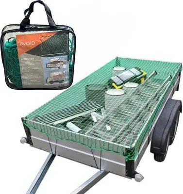 Produktbild von AVOID Anhängernetz – Gepäcknetz – optimales Ladungssicherungsnetz – dehnbares Abdecknetz – Netz für Kofferraum und Auto – Grün (200 x 300 cm)