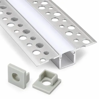 Obrázok produktu pre MasterLED, hliníkový profil pre zabudovanie LED pásikov do sadrokartónových konštrukcií, striebornej farby, dĺžka 1 meter, vrátane krytu pre LED pásik šírky 10 mm
