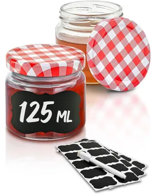 Zdjęcie produktu dla Słoik szklany - Słoiczki do konfitur - 125 ml - Z zakrętką - Zestaw 25 szt.