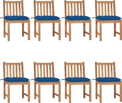 Produktbild von Gartenstühle 8 Stk. mit Kissen Massivholz Teak