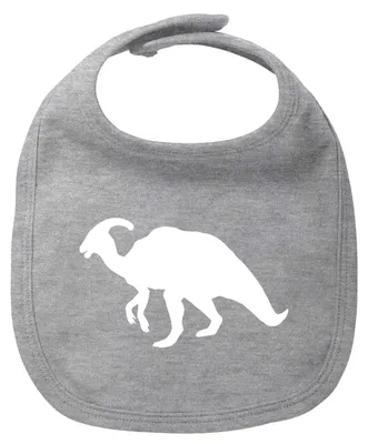 Produktbild von Huuraa Baby Lätzchen Parasaurolophus Dinosaurier Heather Grey Klettverschluss  Baumwolle Latz Geschenkidee