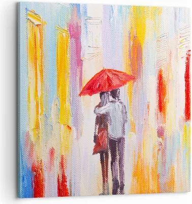 Produktbild von Bild auf Leinwand - Leinwandbild - Liebhaber Regenschirm - 60x60cm - Wand Bild - Wanddeko - Leinwanddruck - Bilder - Kunstdruck - Wanddekoration - Leinwand bilder - Wandkunst - AC60x60-3692
