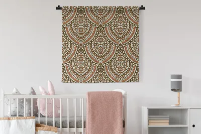 Produktbild von MuchoWow® Wandteppich Wandbehang Muster - Orange - Braun 90x90 cm Tapisserie Dekoration Wandtuch - Wandaufhänger