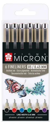 Obrázok produktu pre Sakura Pigma Micron Fineliner-Set farbsortiert 6 St.