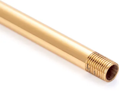 Image de Tube de suspension avec filetage M10 x 1 pour lustre, tube de lampe, tube fileté, extension pour tube de lampe, laiton brillant, 50cm