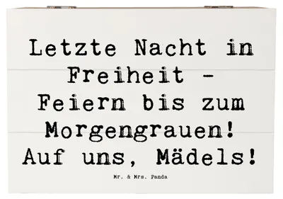 Produktbild von Mr. & Mrs. Panda Geschenkbox Spruch Junggesellinnenabschied Feiern 22 x 15 cm - Weiß - Geschenk, Hochzeit, fotobox, Geschenke, Feier, Freundinnen, erinnerungsbox holz