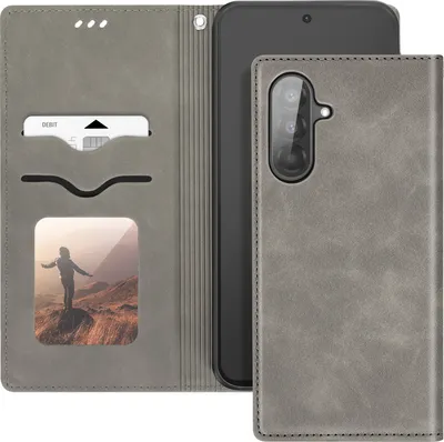 Image de Avizar, Etui pour Samsung Galaxy A56 Portefeuille avec support vidéo, Gris