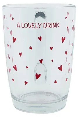 Productafbeelding van Clayre & Eef theeglas, 300 ml, glas met hartjesmotief