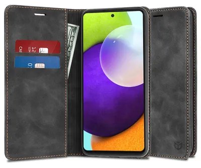 Produktbild von Techsuit Confy Book Wallet Klapphülle für Samsung Galaxy A52 4G/5G / A52s - Schwarz