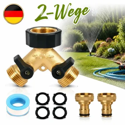 Produktbild von 2-Wege Gardena Wasserverteiler Wasserhahn Verteiler 3/4" Messing schlauch Ventil
