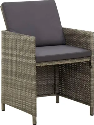 Produktbild von vidaXL Gartenstühle mit Kissen 4 Stk. Poly Rattan Grau