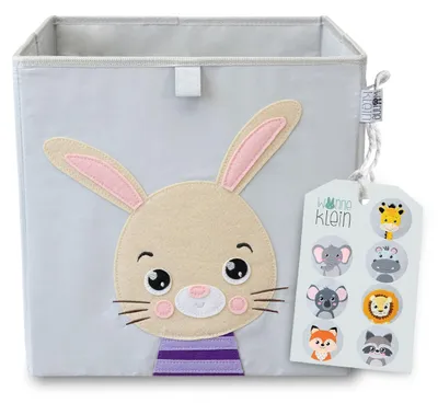 Image de Boîte de rangement pour enfants – 33 x 33 x 33 cm – Caisse à jouets pliable avec motifs d'animaux – Boîte de rangement pour l'étagère Kallax – Espace de rangement pour la chambre d'enfant