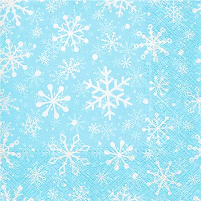 Produktbild von 20 Servietten Christmas Snowflakes light blue - Weiße Schneeflocken auf hellblau 33x33cm