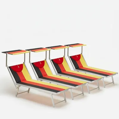 Produktbild von 4er Set professionelle Liegestühle Strandliegen Sonnenliegen aus Aluminium für den Strand Santorini Europe - Deutschland