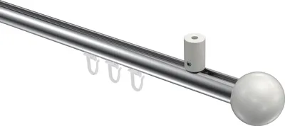Produktbild von Interdeco Innenlaufstange / Gardinenstange mit Innenlauf Chrom / Weiß, Typ Sonius Luino (Kugel) Deckenmontage, 20 mm Ø 1-läufig, 200 cm