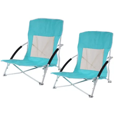 Produktbild von 2x Strandstuhl Faltstuhl Campingstuhl 64x53x63cm Türkis faltbar Strand Garten Camping Urlaub