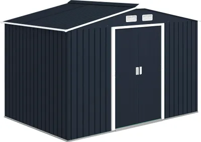 Produktbild von Outsunny Gerätehaus Geräteschuppen Gartenhaus Kohlegrau 277 x 195 x 192 cm