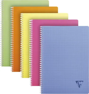 Produktbild von Clairefontaine 328125C - Spiralbuch Linicolor Fresh, DIN A4, 21 x 29,7 cm, kariert, 50 Blatt, 90g, farbig sortiert, 1 Stück