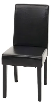 Produktbild von Esszimmerstuhl Littau, Küchenstuhl Stuhl, Leder  schwarz, dunkle Beine