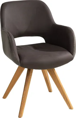 Produktbild von Polsterstuhl - Braun - Stoffbezug - Holzgestell - drehbar
