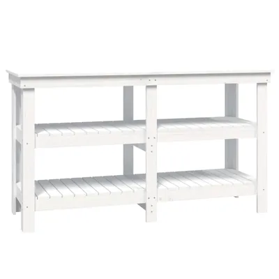 Zdjęcie produktu dla vidaXL Stół warsztatowy biały 142,5x50x80 cm lite drewno sosnowe