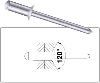 Produktbild von 50 Stück Blindnieten 4,0 x 8mm Popnieten Standart Alu/Stahl Senkkopf Nieten