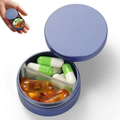 Produktbild von Tragbare Pillendose Metall Dunkelblau