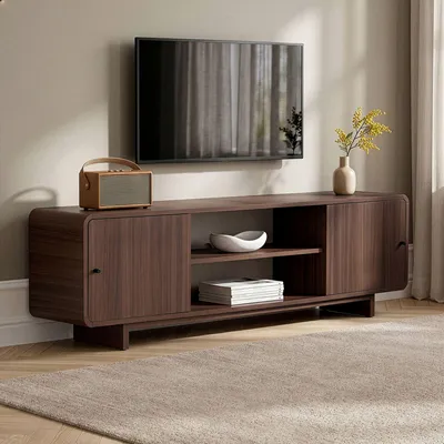 Produktbild von Skye Decor, Hochwertiger TV-Ständer aus Walnuss, 180 cm, 100% Melamin, 3-teilig