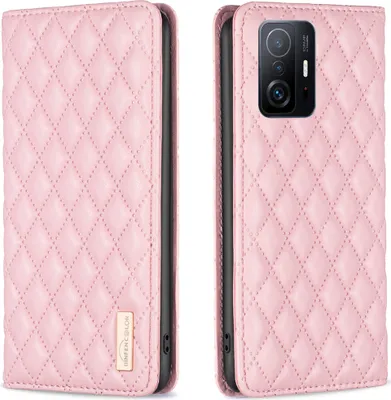 Produktbild von Xiaomi 11T Pro Hülle, Elegant Bookstyle Flip Leder Kartenfächer Schutzhülle mit Ständer für Xiaomi 11T / 11T Pro Pink