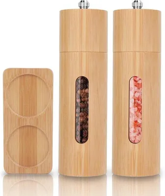 Produktbild von Famanu Salz- und Pfeffermühle - nachfüllbare Kräutermühle mit keramischem Mahlwerk - Set von 2