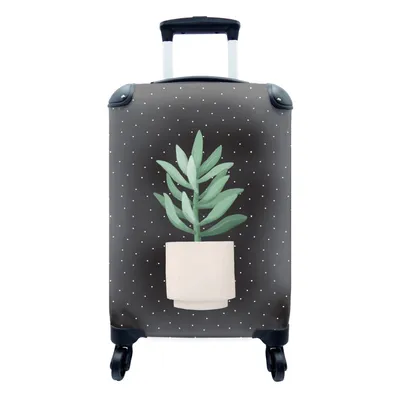 Produktbild von MuchoWow® Koffer Handgepäck Trolley Rollkoffer Kleine Reisekoffer mit 4 Rollen - Zimmerpflanze - Sukkulente - Blumentopf - Cabin Size < 55x40x23 cm & 55x40x20 cm - Fotokoffer - Kabinenkoffer - Boardgepäck - Reise-Box - Reisekoffer - Reisegepäck - Koffer mit Bild - Trolley für Kinder