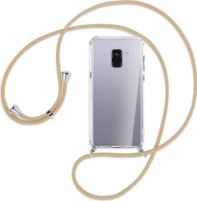 Produktbild von Handykette Backcover-Schutzhülle mit Band (Metall silberfarben) für Samsung Galaxy A8 Plus 2018 - caramel