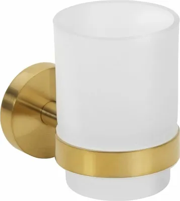 Obrázek produktu pro Sapho X-Round - Sklenka na kartáčky a pastu s držákem, matné sklo/zlatá XR903GB